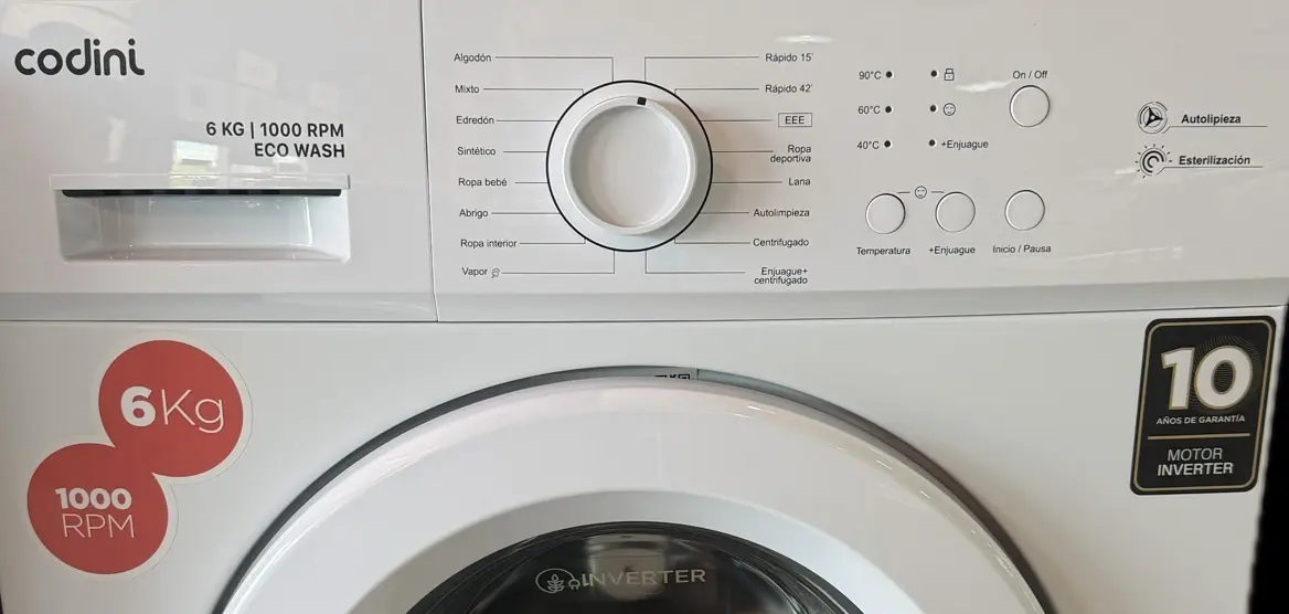 LAVARROPAS C. FRONTAL CODINI 6KG INVERTER BLANCO - Imagen 2