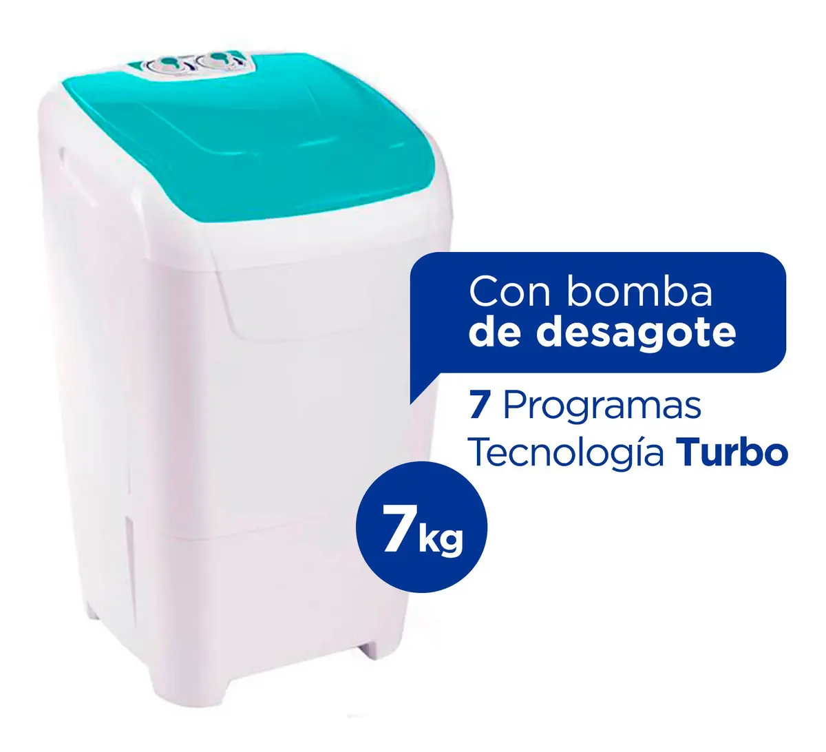 LAVARROPAS SEMIAUTOMATICO COLUMBIA 7KG LSC7001 CON BOMBA